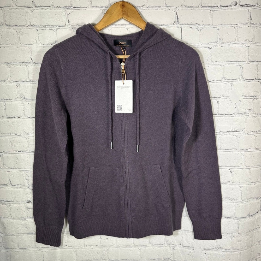 Quince Mongolian Cashmere Full-Zip Hoodie Deep Orchid Purple XS LB110742 Trendy